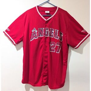 Kloanz Mike Trout Los Angeles Angels 27 Red Baseball Jersey Mens XL MLB Fanwear